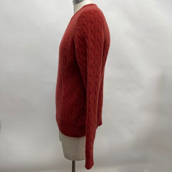 TJX Europe Men’s 100% Cashmere Sweater Small Medium Large Burnt Orange Cable - Picture 3 of 8